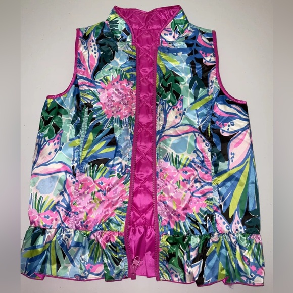 Lilly Pulitzer NWT Girls Melanie Reversible Vest Elderberry $108 Size M - Picture 4 of 8